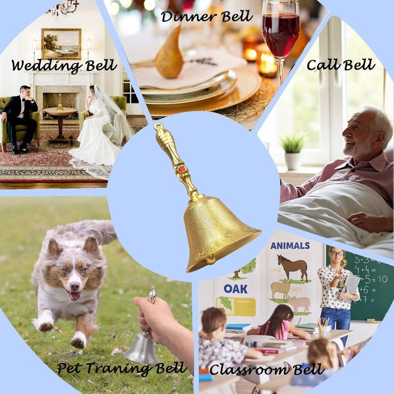 Aonfubu Super Loud Hand Bell, Vintage Ringing Bells,Copper Alloy Call Bell for Wedding, Pet Training,Dinner, Meditation,Service,Classroom and Musical Teaching,Gold - Image 4